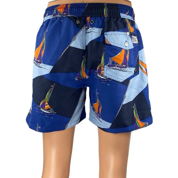 Polo Ralph Lauren Men's Blue Multicolor Sailboat Yacht Print Swim Trunk Shorts S - Picture 3 of 6